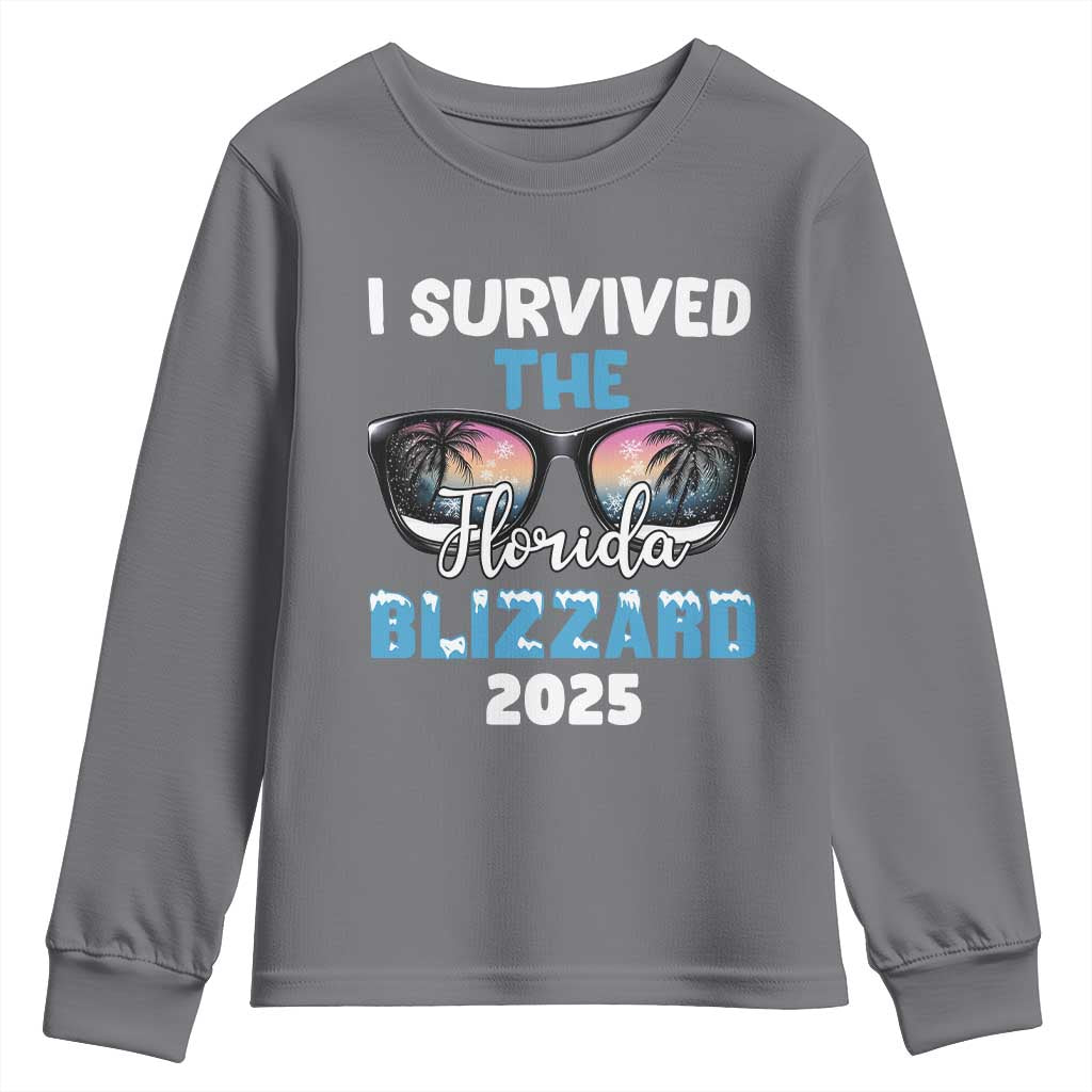 Funny I Survived The Florida Blizzarad Youth Sweatshirt Snow Sunglasses TS11 Charcoal Print Your Wear