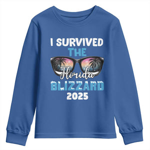 Funny I Survived The Florida Blizzarad Youth Sweatshirt Snow Sunglasses TS11 Royal Blue Print Your Wear