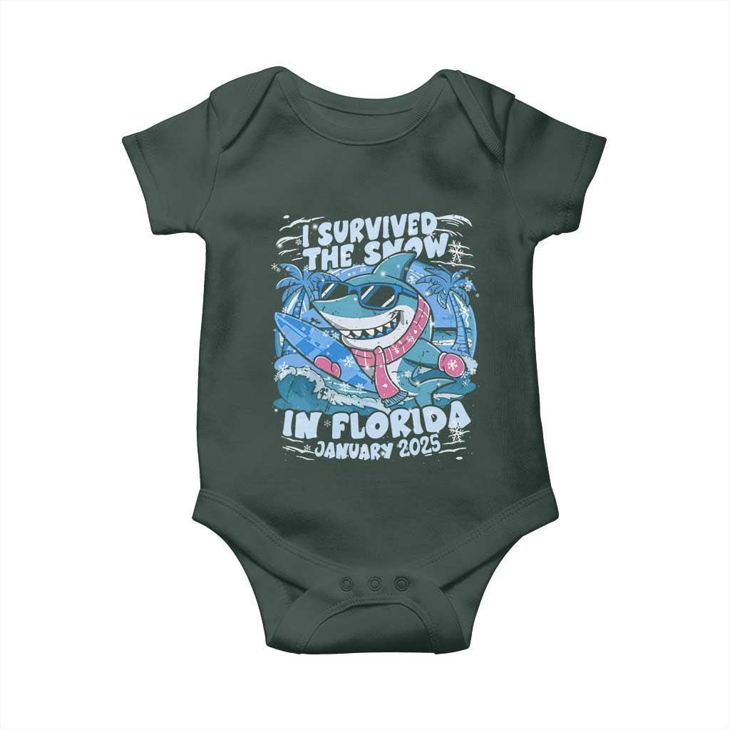 Funny I Survived The Snow In Florida 2025 Baby Onesie Shark TS11 Print Your Wear