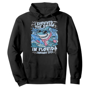 Funny I Survived The Snow In Florida 2025 Hoodie Shark TS11 Black Print Your Wear