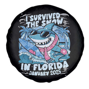 Funny I Survived The Snow In Florida 2025 Spare Tire Cover Shark TS11 Print Your Wear