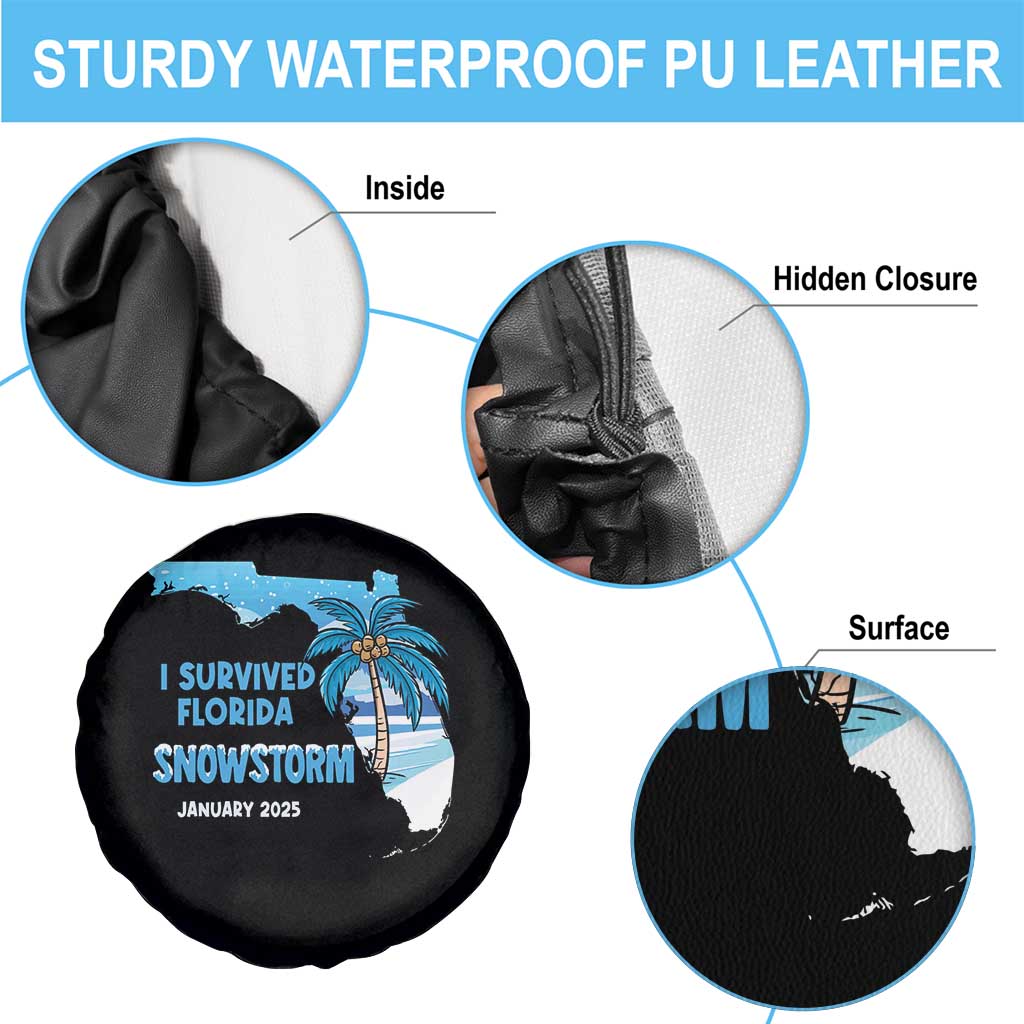 Funny I Survived Florida Snowstorm 2025 Spare Tire Cover Coconut Palm Tree TS11 Print Your Wear