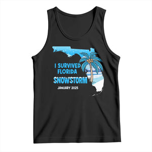 Funny I Survived Florida Snowstorm 2025 Tank Top Coconut Palm Tree TS11 Black Print Your Wear