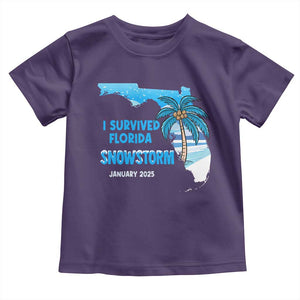 Funny I Survived Florida Snowstorm 2025 Toddler T Shirt Coconut Palm Tree TS11 Purple Print Your Wear
