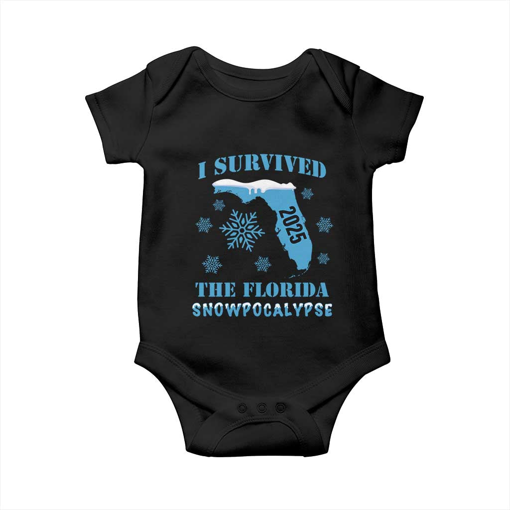 Funny I Survived The Florida Snowpocalypse 2025 Baby Onesie Snowflakes TS11 Black Print Your Wear