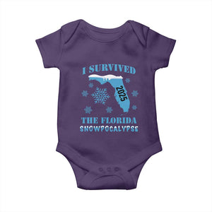 Funny I Survived The Florida Snowpocalypse 2025 Baby Onesie Snowflakes TS11 Purple Print Your Wear