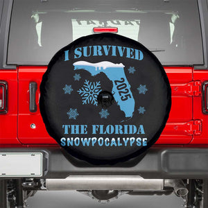 Funny I Survived The Florida Snowpocalypse 2025 Spare Tire Cover Snowflakes TS11 Black Print Your Wear