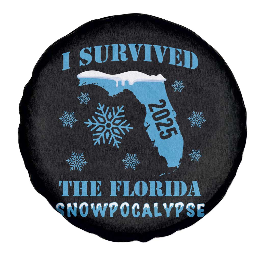 Funny I Survived The Florida Snowpocalypse 2025 Spare Tire Cover Snowflakes TS11 Print Your Wear