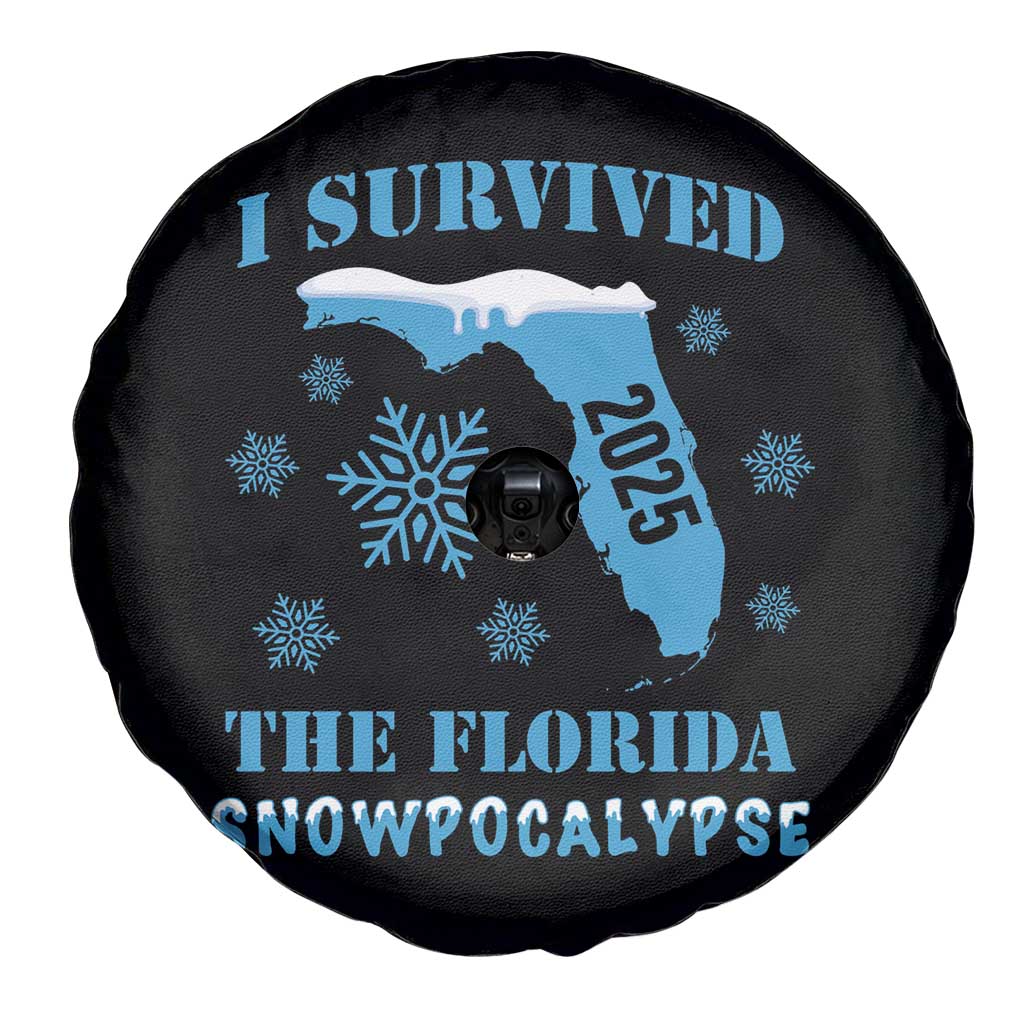 Funny I Survived The Florida Snowpocalypse 2025 Spare Tire Cover Snowflakes TS11 Print Your Wear