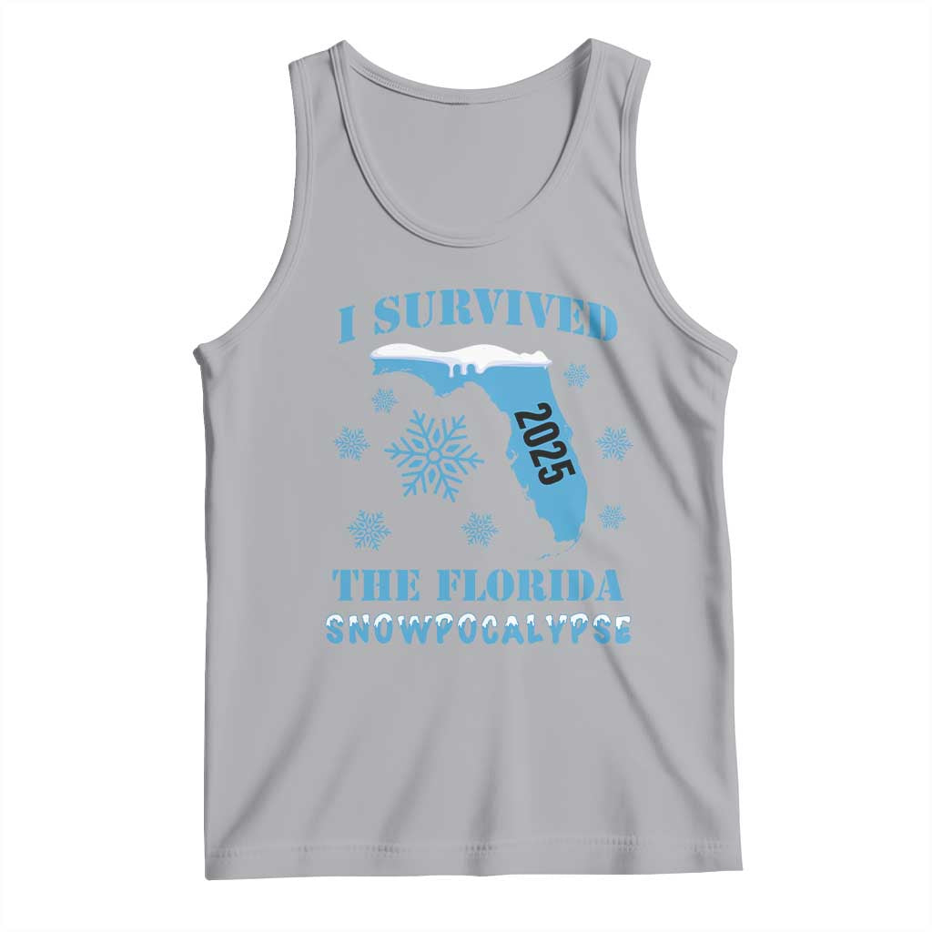 Funny I Survived The Florida Snowpocalypse 2025 Tank Top Snowflakes TS11 Athletic Heather Print Your Wear