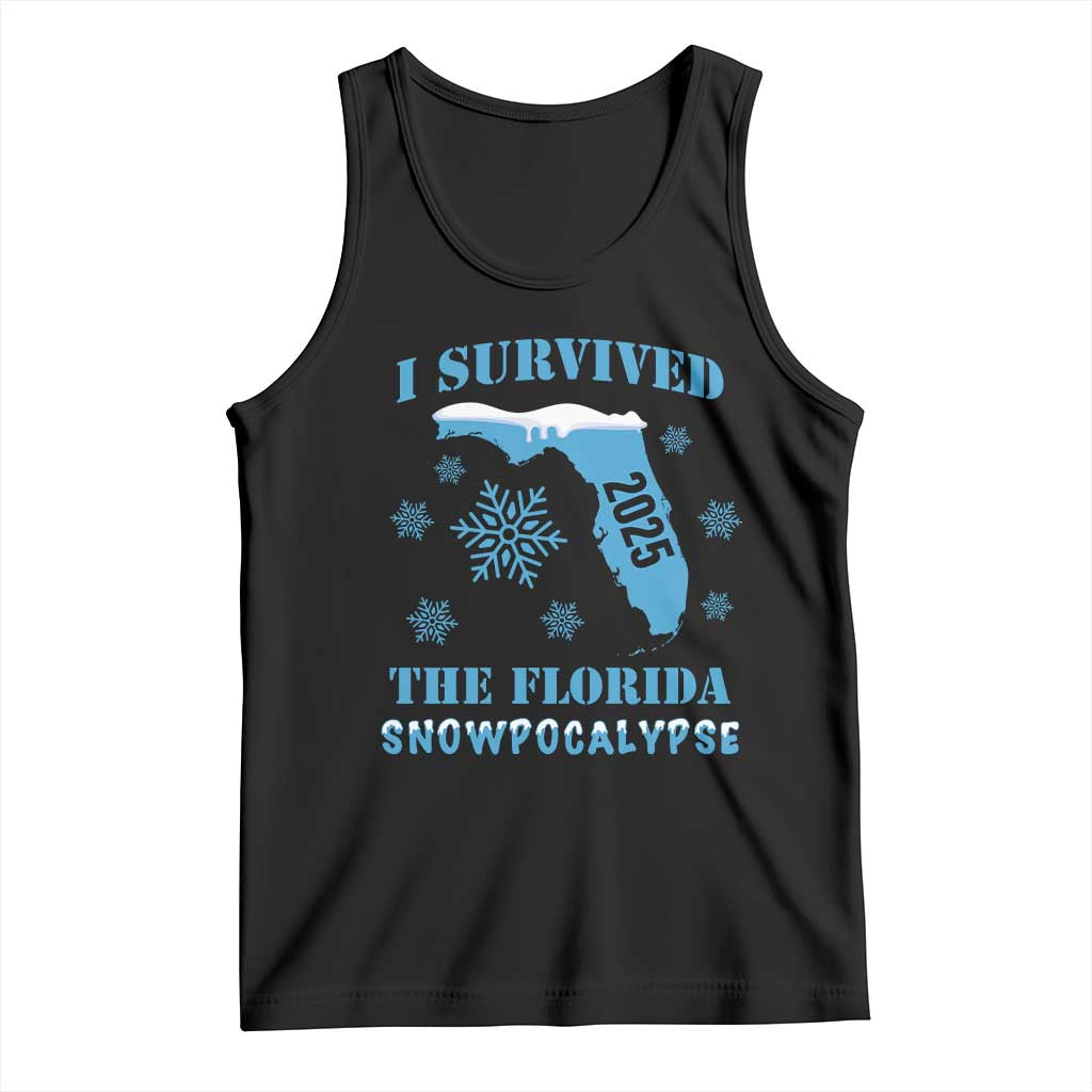 Funny I Survived The Florida Snowpocalypse 2025 Tank Top Snowflakes TS11 Black Print Your Wear