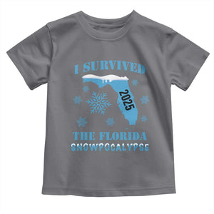 Funny I Survived The Florida Snowpocalypse 2025 Toddler T Shirt Snowflakes TS11 Charcoal Print Your Wear