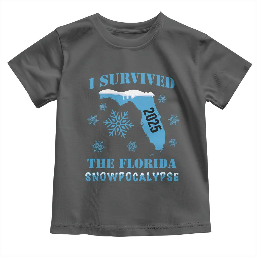Funny I Survived The Florida Snowpocalypse 2025 Toddler T Shirt Snowflakes TS11 Dark Heather Print Your Wear