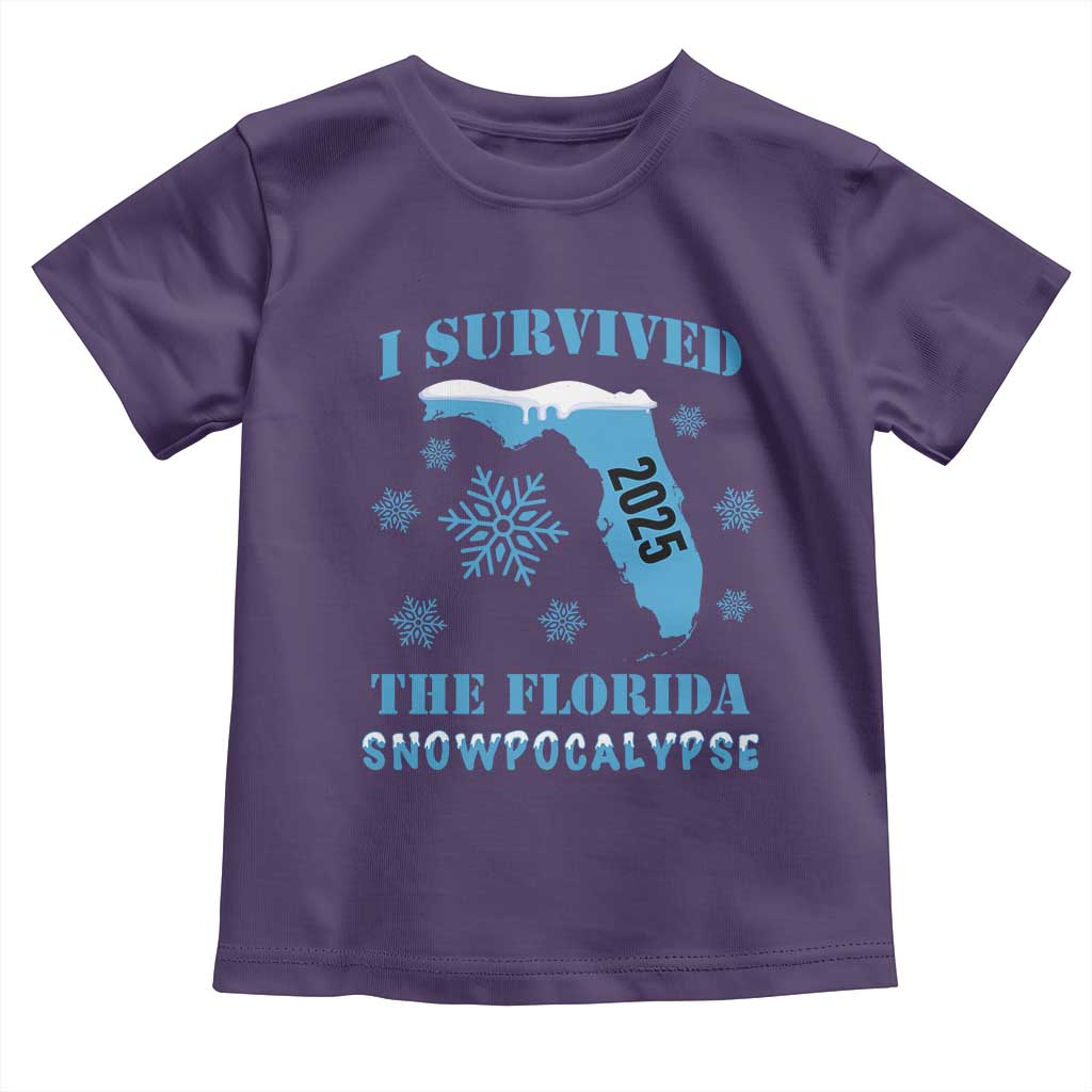 Funny I Survived The Florida Snowpocalypse 2025 Toddler T Shirt Snowflakes TS11 Purple Print Your Wear