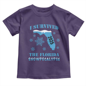 Funny I Survived The Florida Snowpocalypse 2025 Toddler T Shirt Snowflakes TS11 Purple Print Your Wear