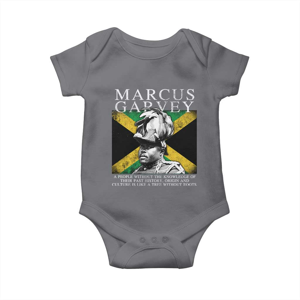 Marcus Garvey Quote Baby Onesie A People Without The Knowledge Of Their Past History Origin And Culture Jamaican Flag TS11 Charcoal Print Your Wear