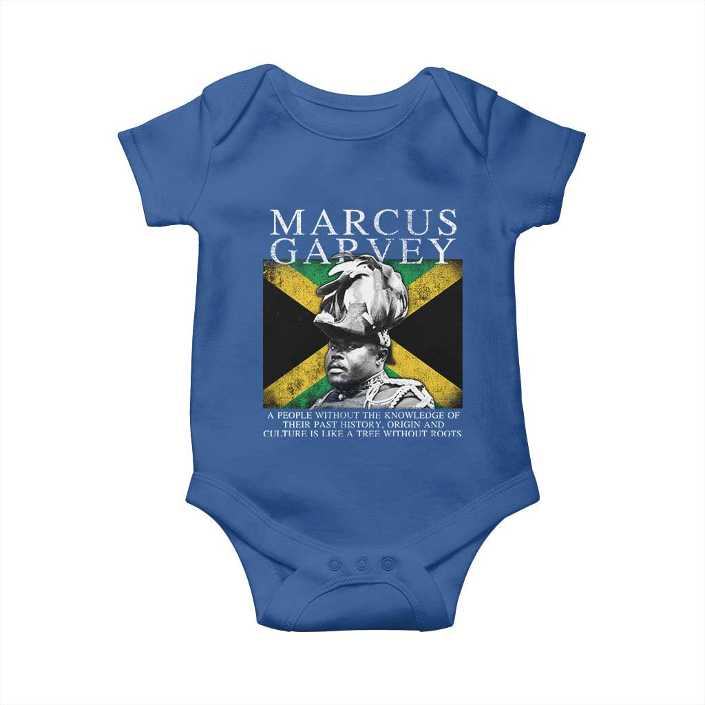 Marcus Garvey Quote Baby Onesie A People Without The Knowledge Of Their Past History Origin And Culture Jamaican Flag TS11 Royal Blue Print Your Wear