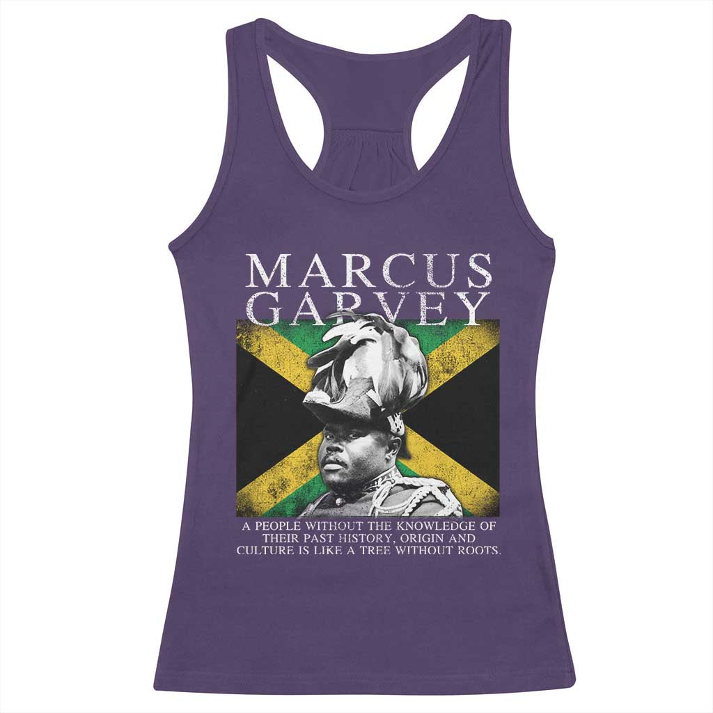 Marcus Garvey Quote Racerback Tank Top A People Without The Knowledge Of Their Past History Origin And Culture Jamaican Flag TS11 Purple Print Your Wear