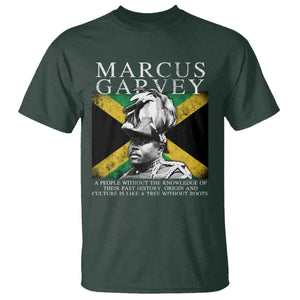 Marcus Garvey Quote T Shirt - A People Without The Knowledge Of Their Past History Origin And Culture Jamaican Flag TS11 Dark Forest Green Print Your Wear