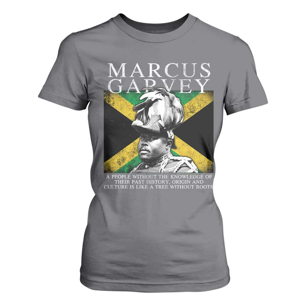Marcus Garvey Quote T Shirt For Women A People Without The Knowledge Of Their Past History Origin And Culture Jamaican Flag TS11 Charcoal Print Your Wear