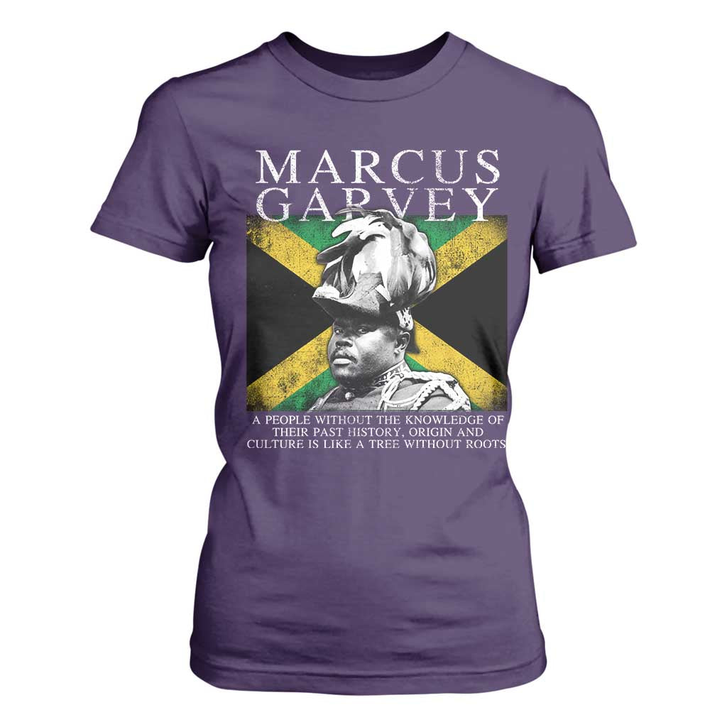 Marcus Garvey Quote T Shirt For Women A People Without The Knowledge Of Their Past History Origin And Culture Jamaican Flag TS11 Purple Print Your Wear