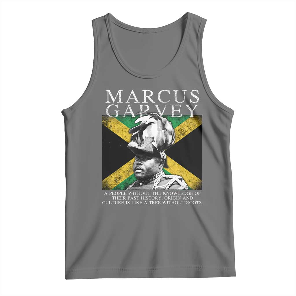 Marcus Garvey Quote Tank Top A People Without The Knowledge Of Their Past History Origin And Culture Jamaican Flag TS11 Black Heather Print Your Wear