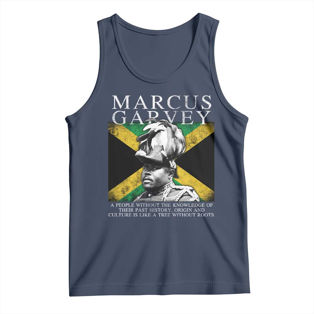 Marcus Garvey Quote Tank Top A People Without The Knowledge Of Their Past History Origin And Culture Jamaican Flag TS11 Navy Print Your Wear