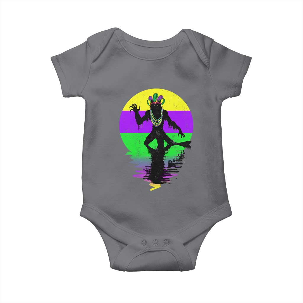 Funny Mardi Gras Rougarou Baby Onesie Beads Carnival Cryptids Of Louisiana TS11 Charcoal Print Your Wear