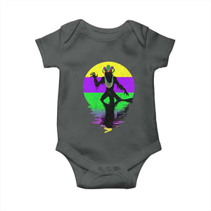 Funny Mardi Gras Rougarou Baby Onesie Beads Carnival Cryptids Of Louisiana TS11 Dark Heather Print Your Wear
