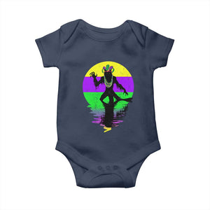 Funny Mardi Gras Rougarou Baby Onesie Beads Carnival Cryptids Of Louisiana TS11 Navy Print Your Wear