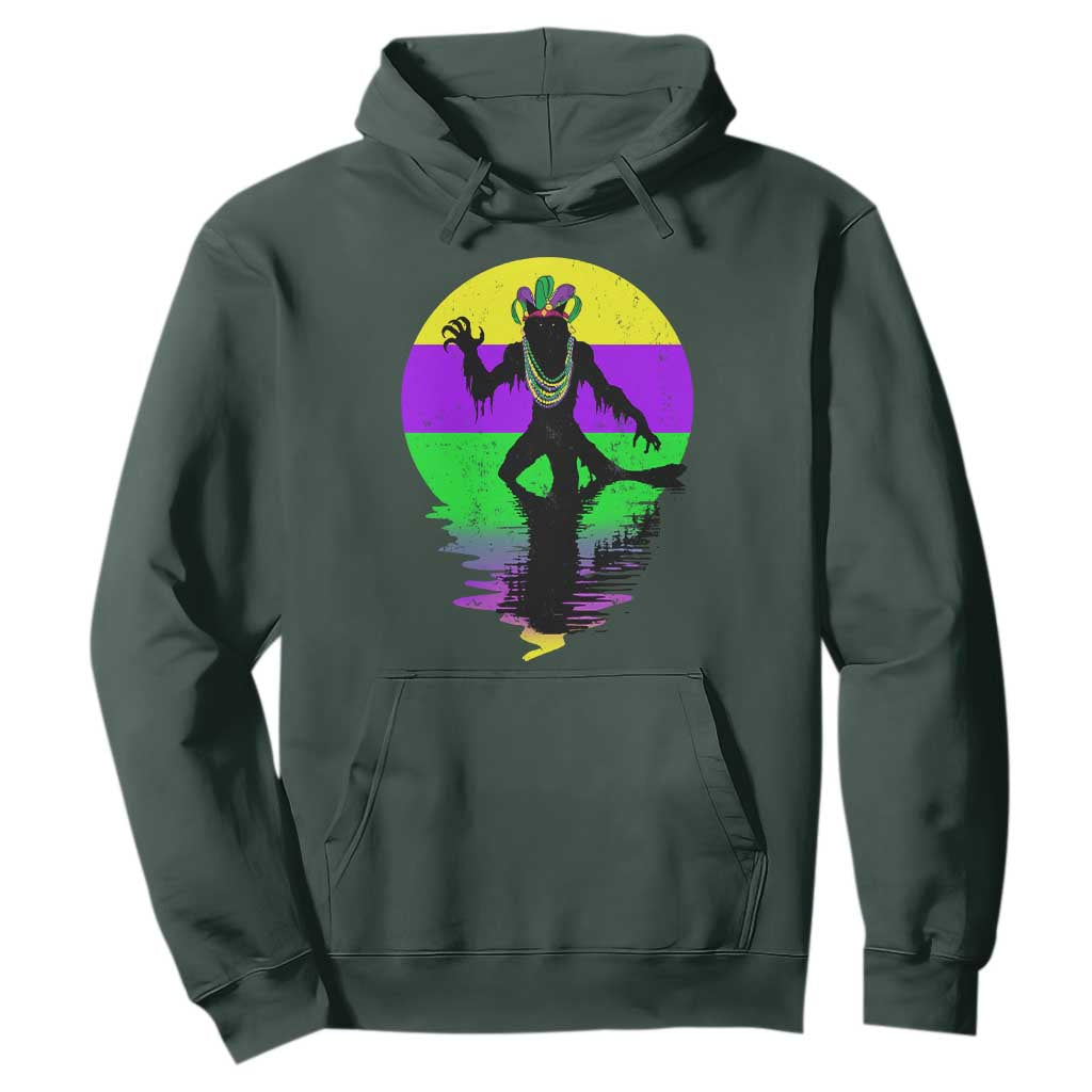 Funny Mardi Gras Rougarou Hoodie Beads Carnival Cryptids Of Louisiana TS11 Dark Forest Green Print Your Wear