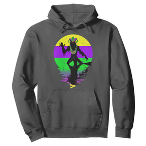 Funny Mardi Gras Rougarou Hoodie Beads Carnival Cryptids Of Louisiana TS11 Dark Heather Print Your Wear