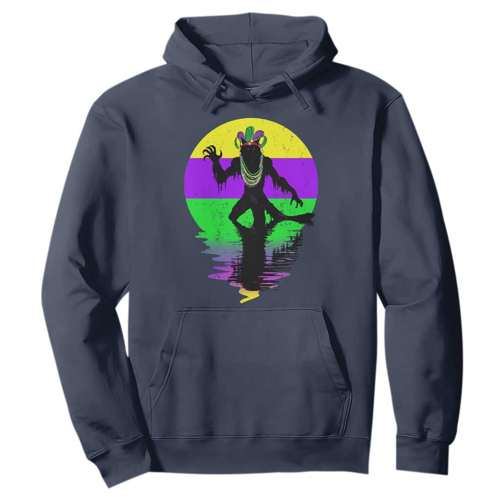 Funny Mardi Gras Rougarou Hoodie Beads Carnival Cryptids Of Louisiana TS11 Navy Print Your Wear