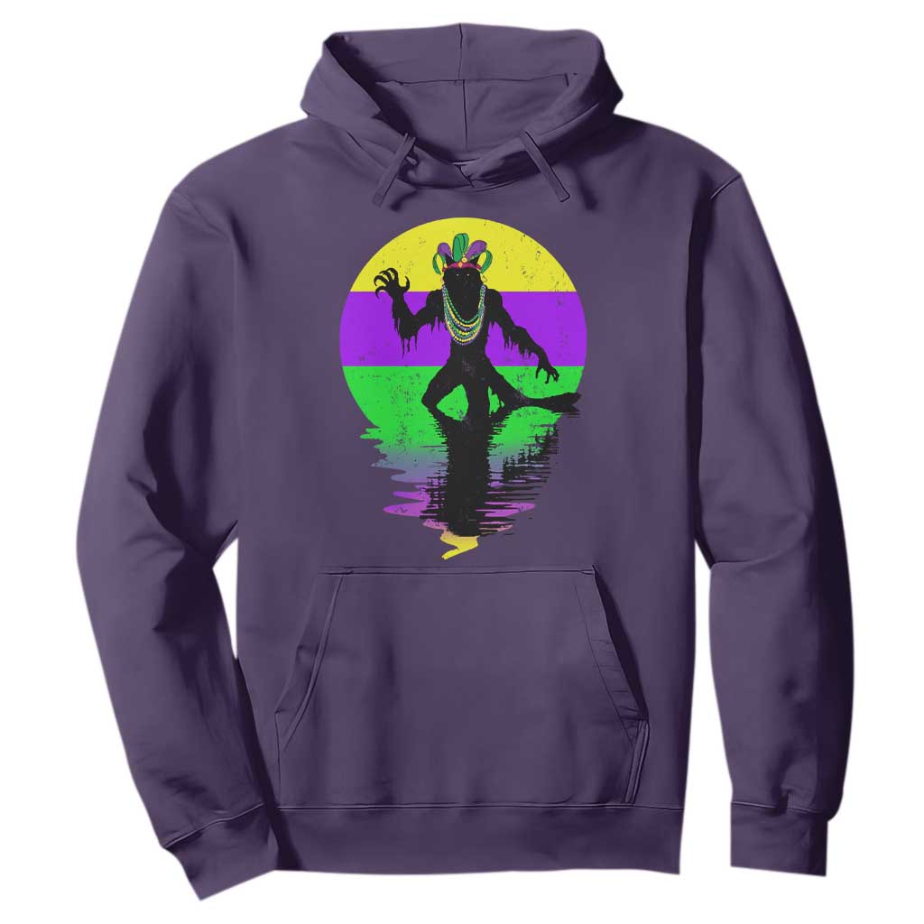 Funny Mardi Gras Rougarou Hoodie Beads Carnival Cryptids Of Louisiana TS11 Purple Print Your Wear