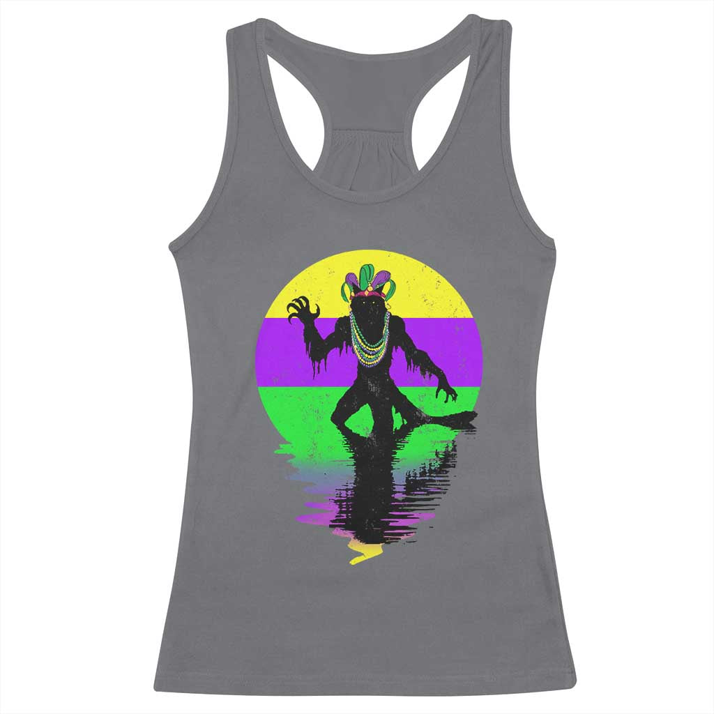 Funny Mardi Gras Rougarou Racerback Tank Top Beads Carnival Cryptids Of Louisiana TS11 Charcoal Print Your Wear