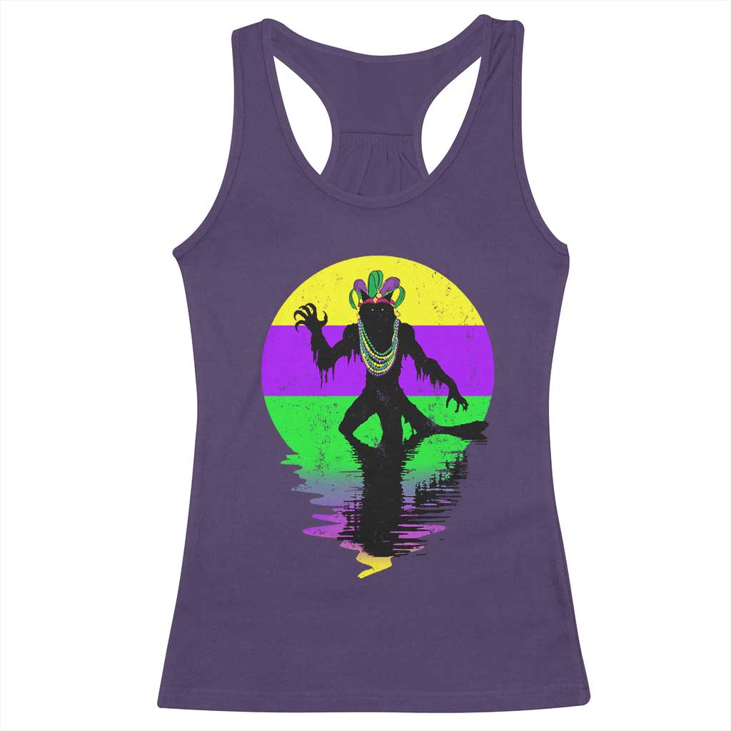 Funny Mardi Gras Rougarou Racerback Tank Top Beads Carnival Cryptids Of Louisiana TS11 Purple Print Your Wear
