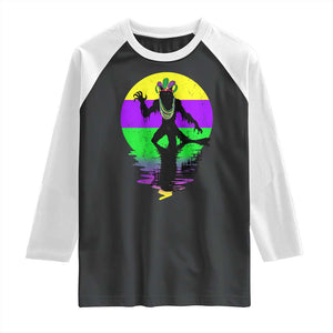 Funny Mardi Gras Rougarou Raglan Shirt Beads Carnival Cryptids Of Louisiana TS11 Black White Print Your Wear