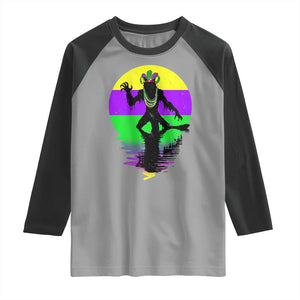 Funny Mardi Gras Rougarou Raglan Shirt Beads Carnival Cryptids Of Louisiana TS11 Sport Gray Black Print Your Wear