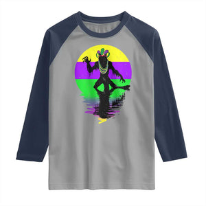 Funny Mardi Gras Rougarou Raglan Shirt Beads Carnival Cryptids Of Louisiana TS11 Sport Gray Navy Print Your Wear