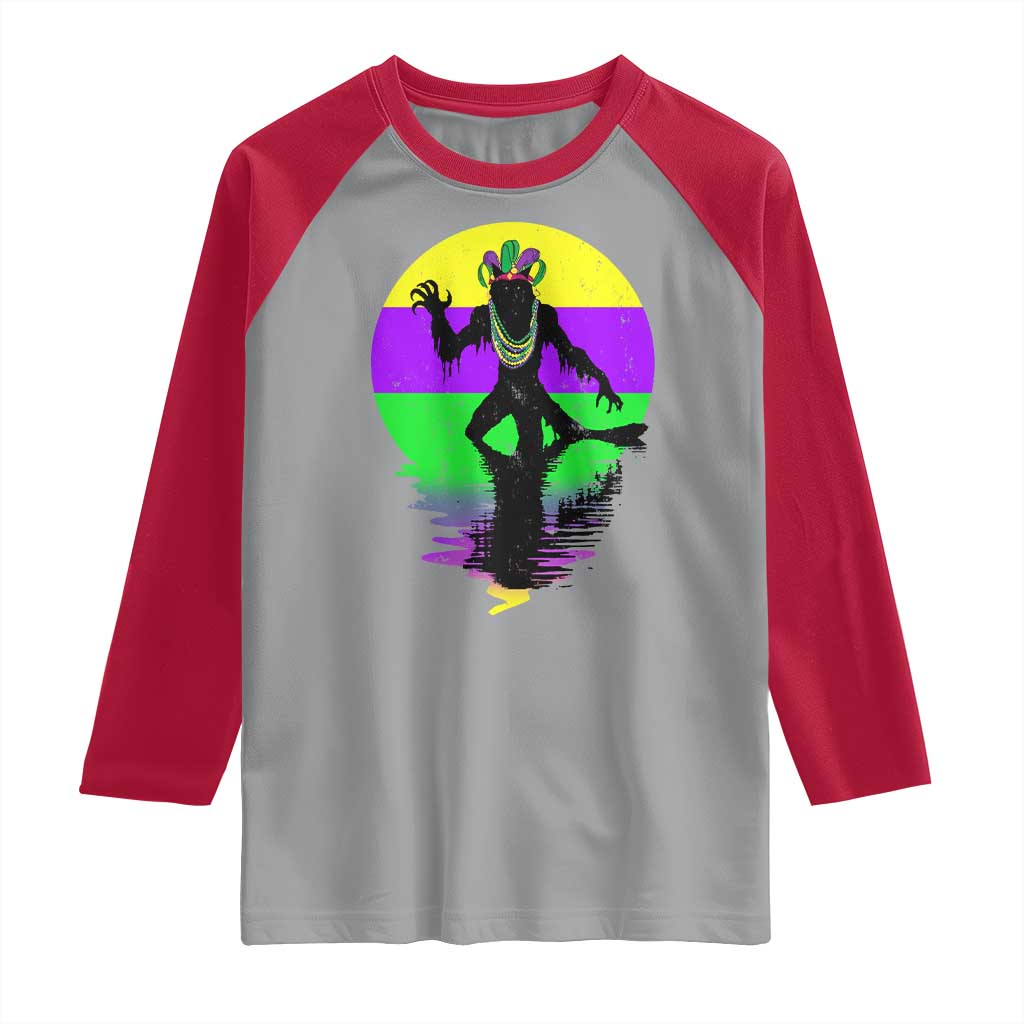 Funny Mardi Gras Rougarou Raglan Shirt Beads Carnival Cryptids Of Louisiana TS11 Sport Gray Red Print Your Wear