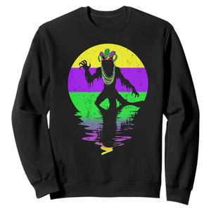 Funny Mardi Gras Rougarou Sweatshirt Beads Carnival Cryptids Of Louisiana TS11 Black Print Your Wear