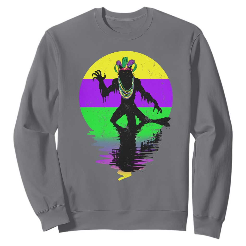 Funny Mardi Gras Rougarou Sweatshirt Beads Carnival Cryptids Of Louisiana TS11 Charcoal Print Your Wear
