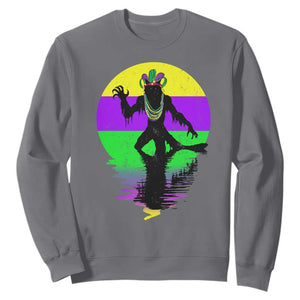 Funny Mardi Gras Rougarou Sweatshirt Beads Carnival Cryptids Of Louisiana TS11 Charcoal Print Your Wear