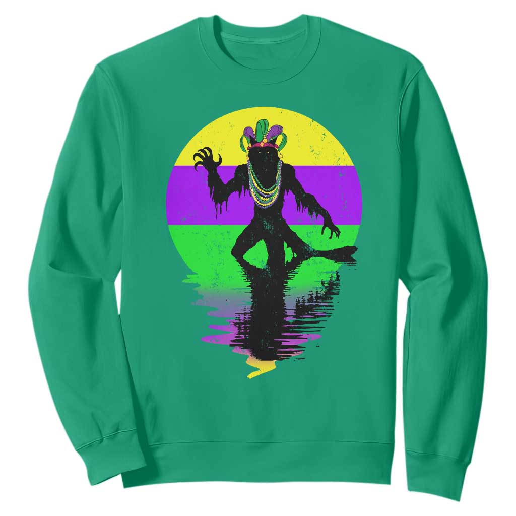 Funny Mardi Gras Rougarou Sweatshirt Beads Carnival Cryptids Of Louisiana TS11 Irish Green Print Your Wear