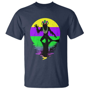Funny Mardi Gras Rougarou T Shirt Beads Carnival Cryptids Of Louisiana TS11 Navy Print Your Wear