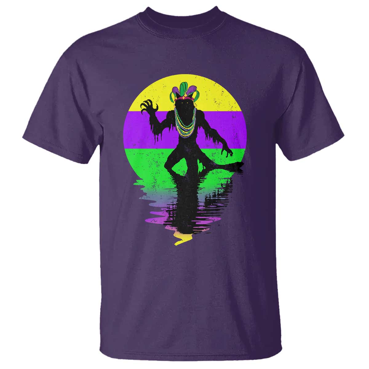 Funny Mardi Gras Rougarou T Shirt Beads Carnival Cryptids Of Louisiana TS11 Purple Print Your Wear