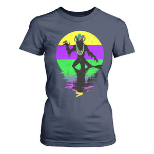 Funny Mardi Gras Rougarou T Shirt For Women Beads Carnival Cryptids Of Louisiana TS11 Navy Print Your Wear