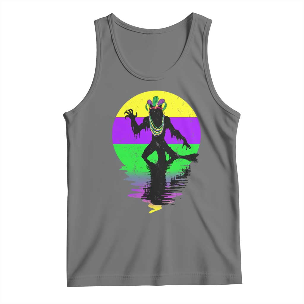 Funny Mardi Gras Rougarou Tank Top Beads Carnival Cryptids Of Louisiana TS11 Black Heather Print Your Wear