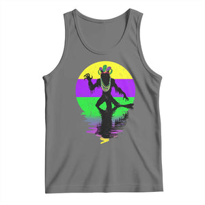 Funny Mardi Gras Rougarou Tank Top Beads Carnival Cryptids Of Louisiana TS11 Black Heather Print Your Wear