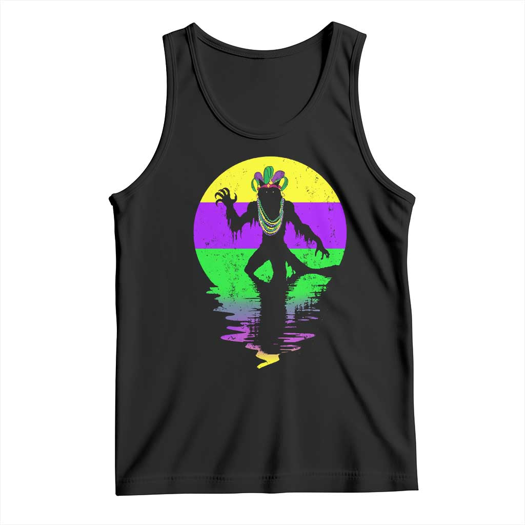 Funny Mardi Gras Rougarou Tank Top Beads Carnival Cryptids Of Louisiana TS11 Black Print Your Wear